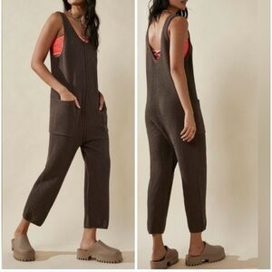 Free People Brown Textured Jumpsuit